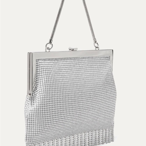 HVN Zoe Fringed Printed Chainmail Tote - Silver - Picture 2 of 11